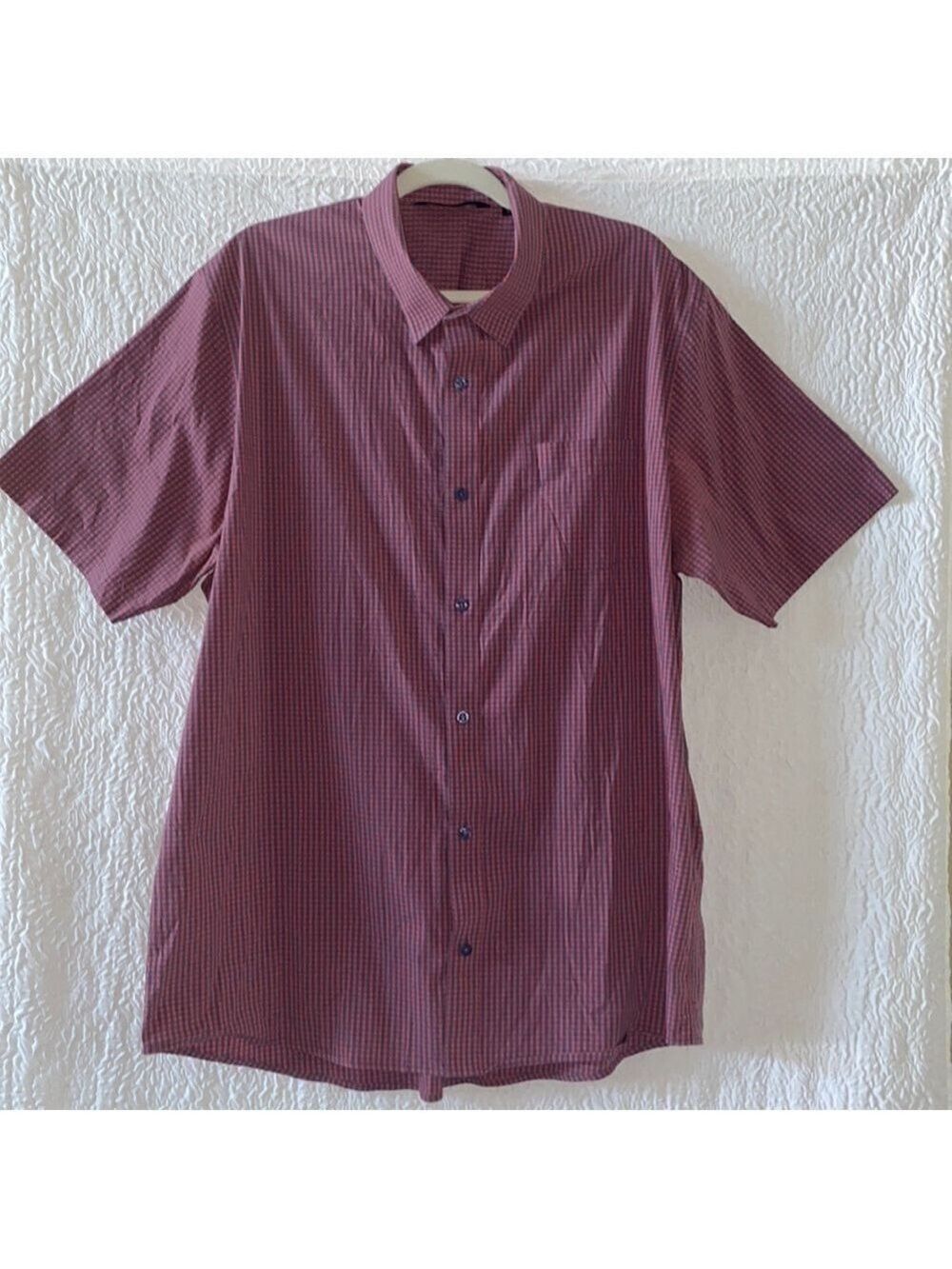 TRAVIS MATHEW Check Regular Fit Short Sleeve Button Down Shirt